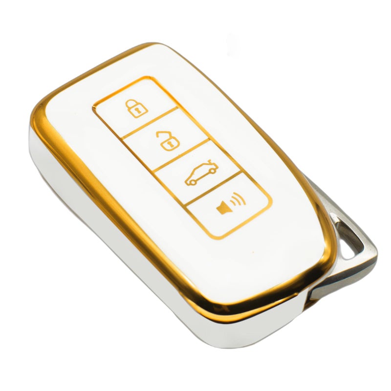 غطاء مفتاح FEYOUN متوافق مع لكزس RX ES GS LS NX RS GX LX RC LC هو غلاف حماية ذكي عن بُعد 4 أزرار من TPU باللون الأبيض