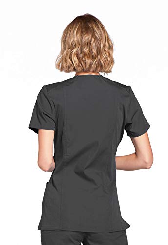 Cherokee Women's Workwear Core Stretch Mock Wrap Scrubs Shirt, Pewter, X-Large - Image 4