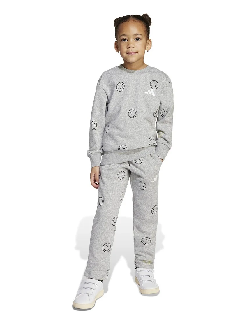 Adidas Lk Smi Jog Set Grey Training Suits For Kids 18-24M