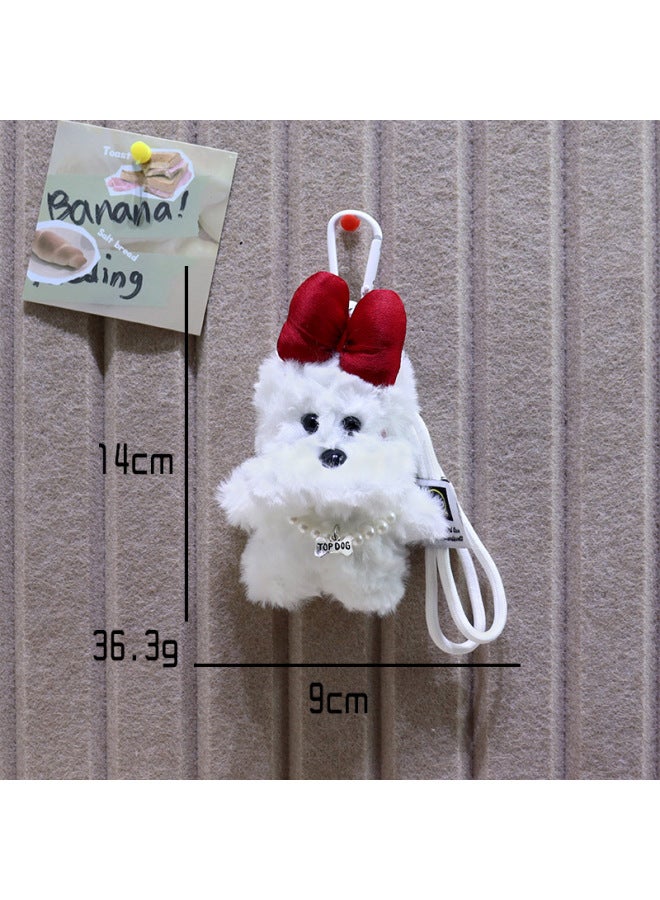West Highland Plush Pendant Bag Hanging Cartoon Doll Puppy Doll Car Keychain-Specifications:White Necklace Bow Bracelet Style-Color:Pendant - Image 1