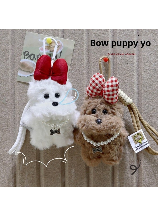 West Highland Plush Pendant Bag Hanging Cartoon Doll Puppy Doll Car Keychain-Specifications:White Necklace Bow Bracelet Style-Color:Pendant - Image 2