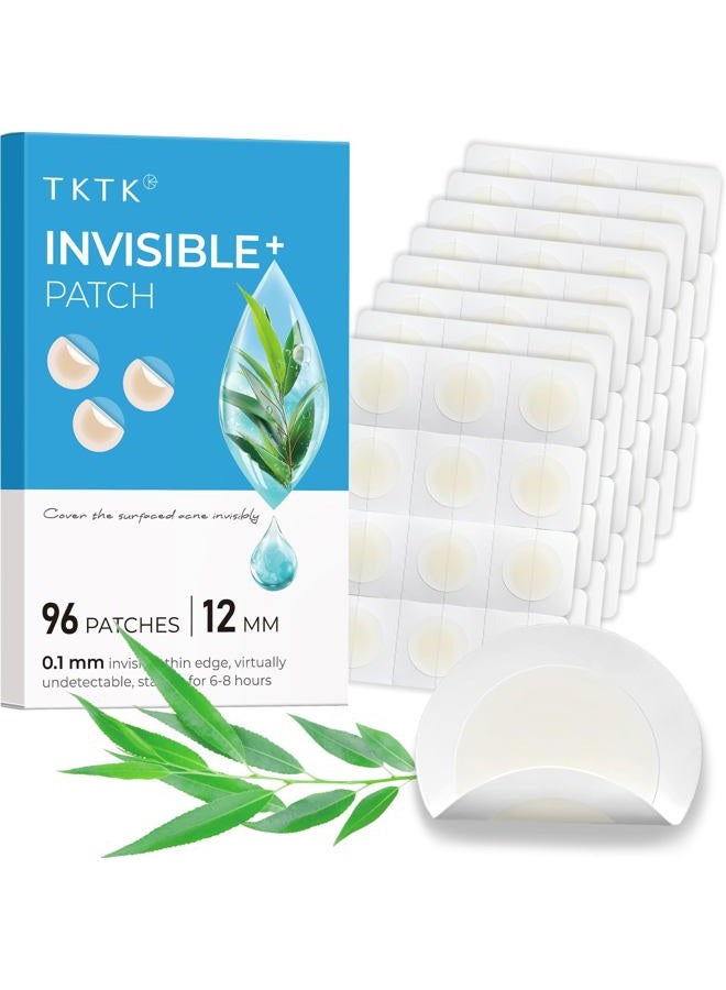 TKTK Pimple Patches, 12mm Invisible Acne Patches for Face with Salicylic Acid, 0.01cm Extra Thin Outer Edge, Hydrocolloid Zit Patch for Pustule, Whitehead, Cystic Acne Spot, 96 Count - Image 1