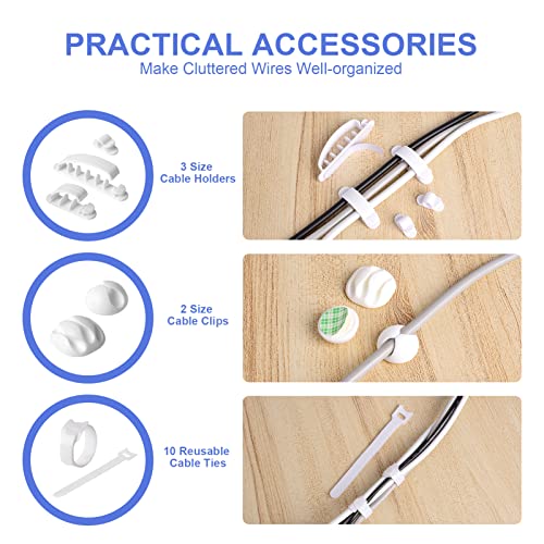 Chouky Cable Organizer Box Set of Three, Power Cover Cord Holder Surge Protector for Desk (White) - Image 4