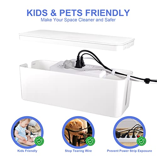 Chouky Cable Organizer Box Set of Three, Power Cover Cord Holder Surge Protector for Desk (White) - Image 5