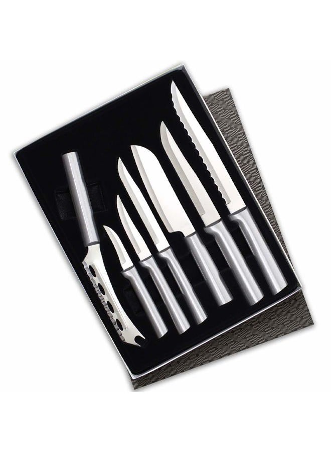 Rada Cutlery Knives Gift Set Stainless Steel Blades and Aluminum, Set of 7, 11 3/4 Inches, Silver Handle - Image 1