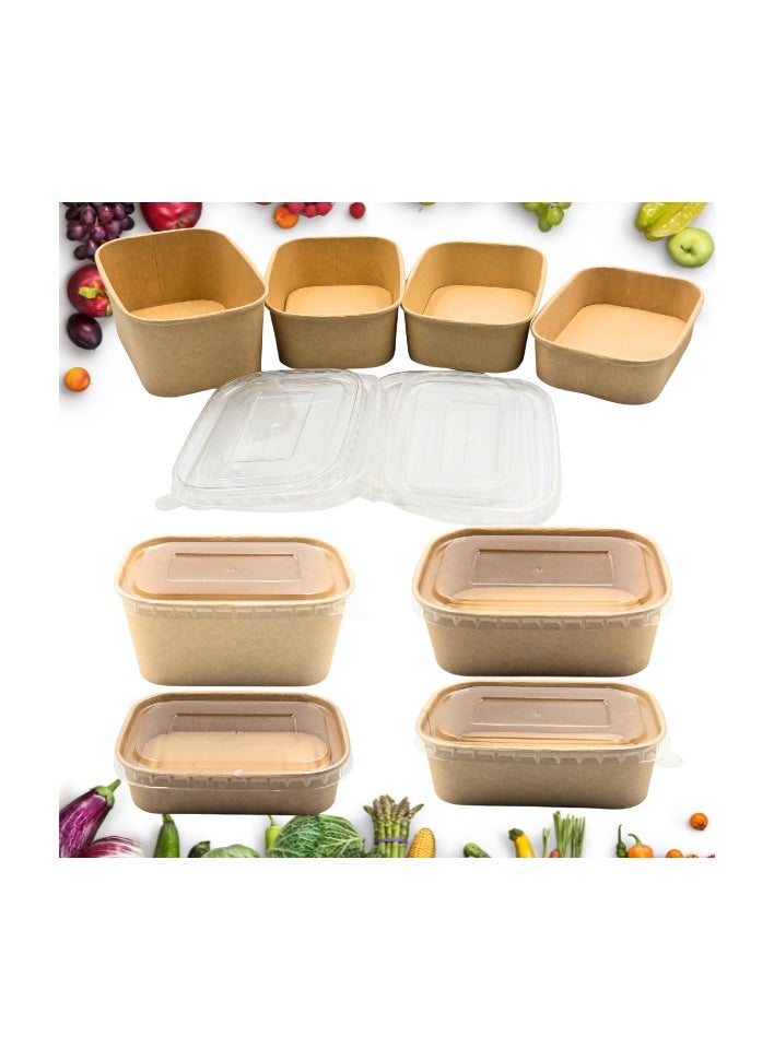 PureEarth Kraft Salad Bowl – 25 Pieces | Rectangular, Eco-Friendly & Biodegradable  - Image 1