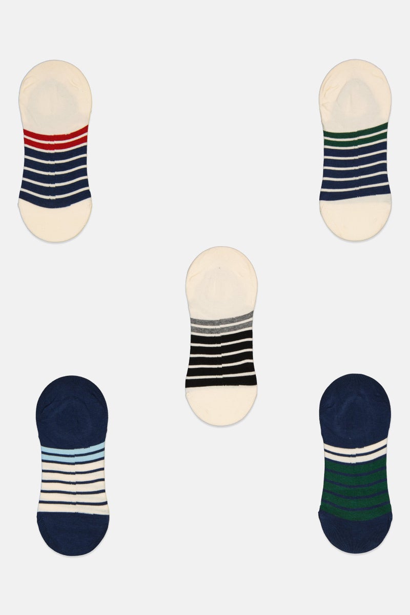 TapouT Men 5 Pairs Stripe Non Terry Invisible Socks, Multicolor  - Image 2