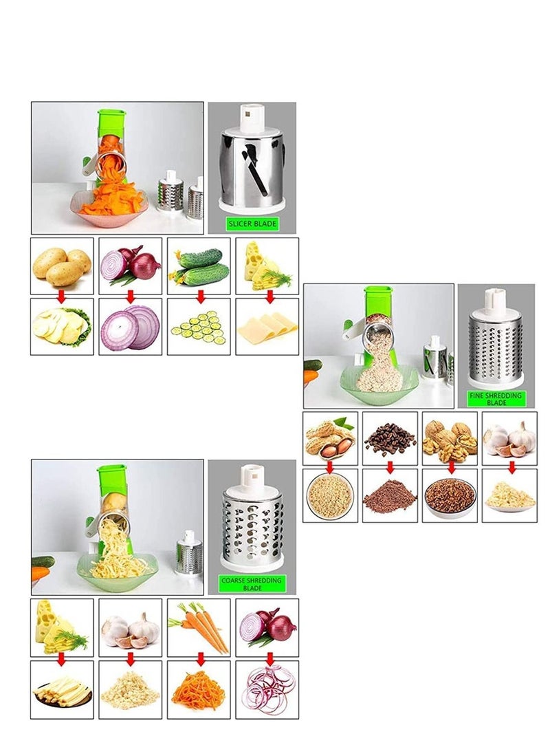 Generic - Manual Tabletop Drum Cheese Grater, 3 In 1 Rotary Shredder Slicer Grinder For Cucumber Nut Potato Carrot Cheese, Vegetable Salad Shooter - Image 1