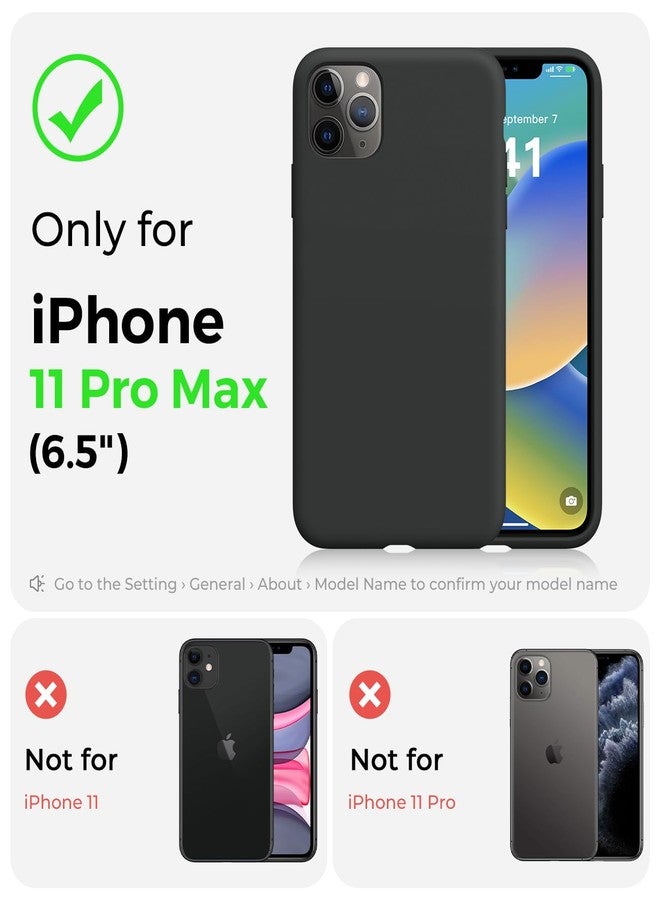 أوتيسير جراب AOTESIER متوافق مع iPhone 11 Pro Max، مصنوع من السيليكون الفاخر [حماية عسكرية ضد السقوط] و[بطانة من الألياف الدقيقة الناعمة المقاومة للخدش]، جراب نحيف مقاوم للصدمات لهاتف iPhone 11 Pro Max، مقاس 6.5 بوصة، أسود - Image 3