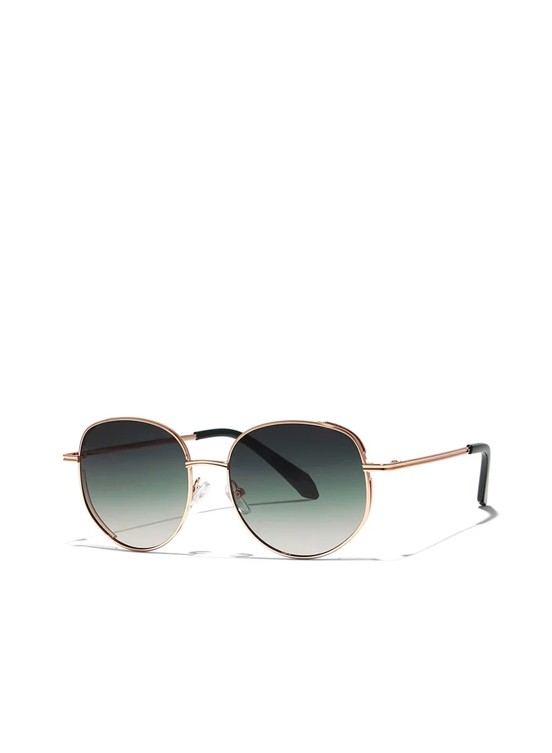 Blackout Olivine,Women Sunglasses, Geometric Sunglasses, UV Protection: UV400 (Rose Gold,Green)