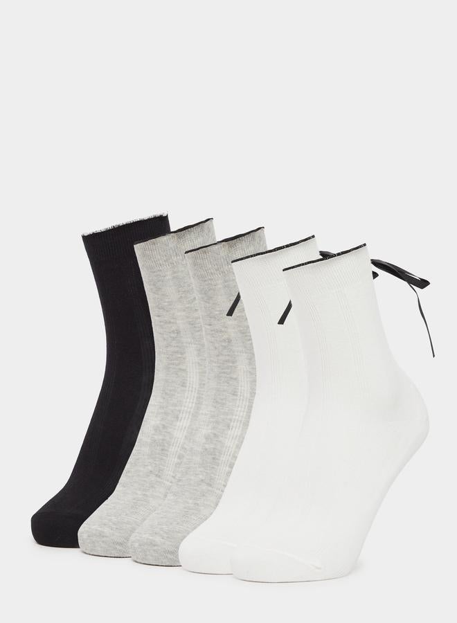 Styli Set of 5 - Ribbon Detail Crew Socks  - Image 1