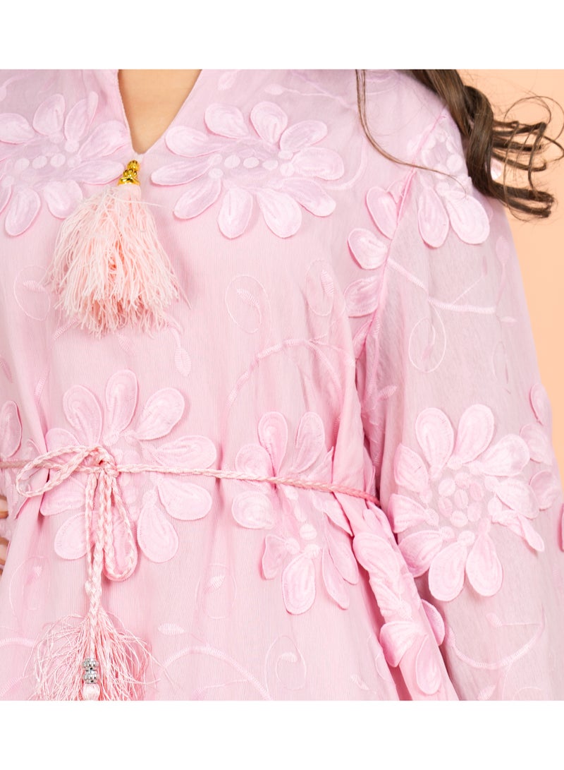 IKKXA Mandarin Colar 3D flowers Modern Jalabiya - Image 2