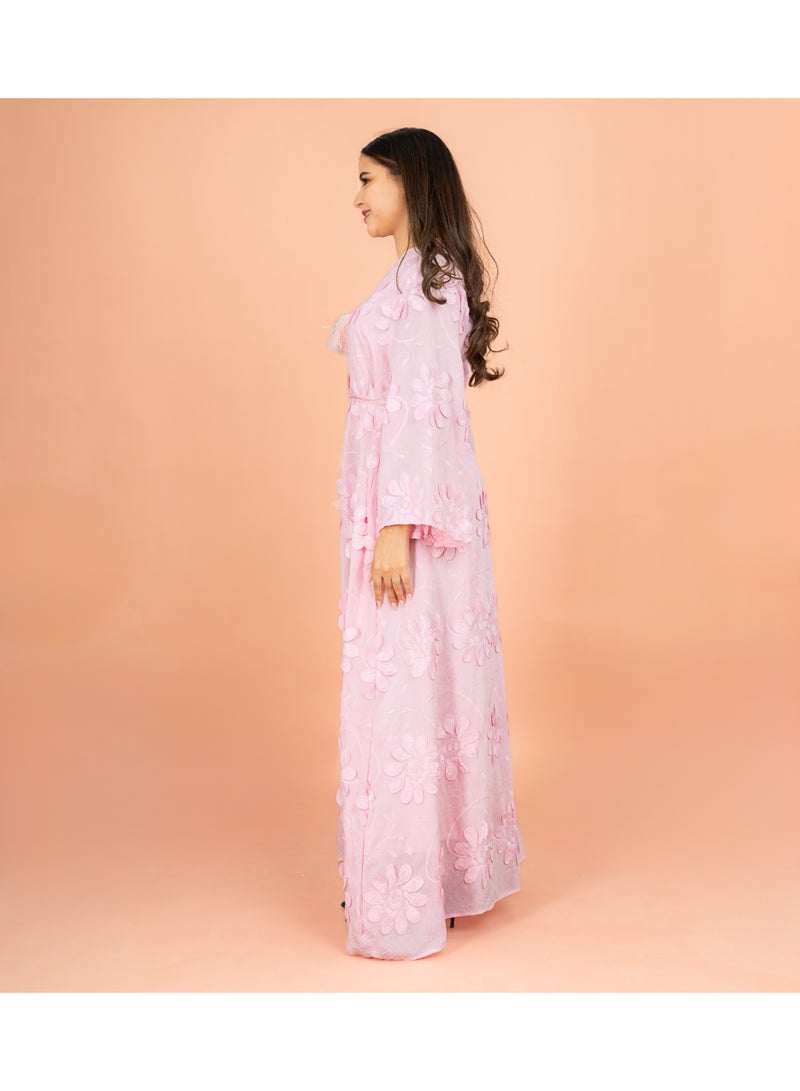 IKKXA Mandarin Colar 3D flowers Modern Jalabiya - Image 3