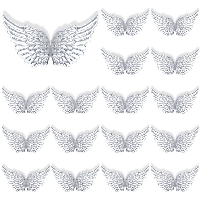 16pcs Glitter Wings Plastic Angel Wings for Crafts Ornaments Patches Christmas Tree Decor Hanging Vintage Chic Pendant for Party Decor DIY Craft