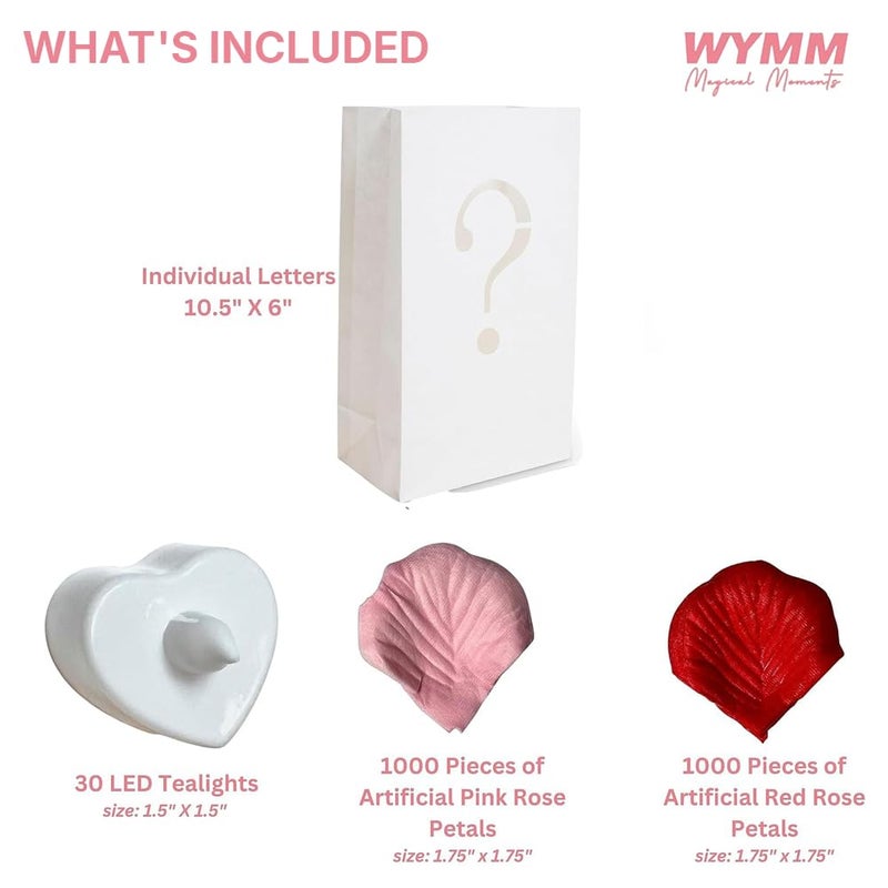 WYMM Just Married Light Up Letters with Tea Lights, Candles and Rose Petals - Luminary Paper Bags for Just Married Banner and Decorations - Image 2