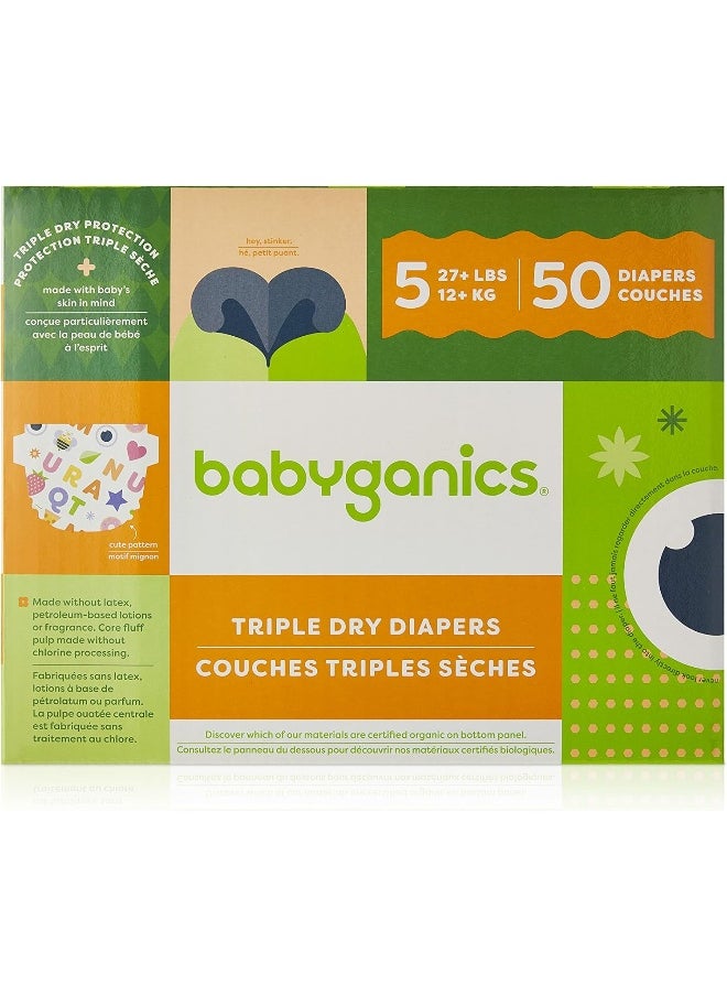 Babyganics Babyganics Diapers, Size 5, 50 ct, Ultra Absorbent Diapers  - Image 1