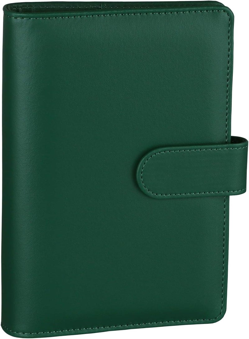 Antner A6 Notebook Binder 6 Ring Refillable Budget Planner Cover for A6 Refill Paper, PU Leather Loose Leaf Personal Planner Wallet Money Organizer Binder with Magnetic Buckle Closure, Dark Green - Image 1
