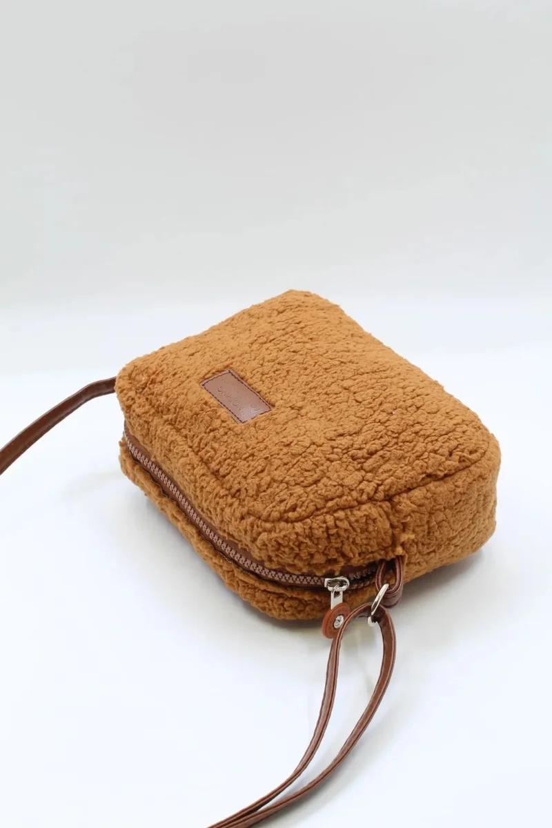 Nothing Women's Brown Fur Plush Mini Urban Cross Shoulder Bag