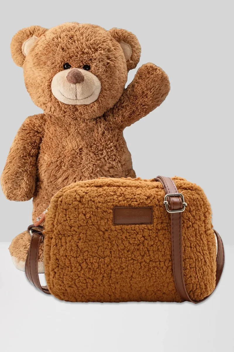 Nothing Women's Brown Fur Plush Mini Urban Cross Shoulder Bag