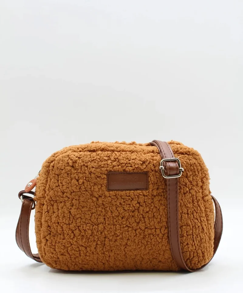Nothing Women's Brown Fur Plush Mini Urban Cross Shoulder Bag