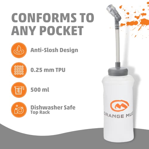 Orange Mud 500ml Soft Flask – 17oz Collapsible Hydration Bottle – BPA & PVC Free – Ultra-Light, Leak-Proof, Soft Material – Fits Any Pocket – with Optional Tube & Bite Valve - Image 4