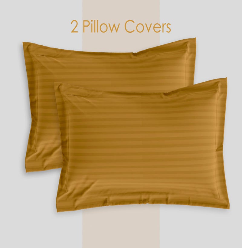 AVI 210TC Soft Luxury Satin Stripe Cotton Pillow Covers Set of 2, Envelope Closure Pillow Cases, Breathable Hotel Quality Pillowcover (16x24 Inches, Golden) - Image 4