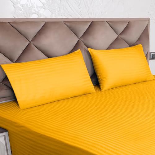 AVI 210TC Soft Luxury Satin Stripe Cotton Pillow Covers Set of 2, Envelope Closure Pillow Cases, Breathable Hotel Quality Pillowcover (16x24 Inches, Golden) - Image 1