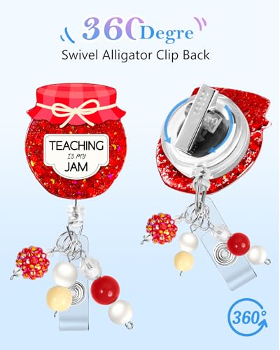 Besoar Teacher Badge Reel - Cute Badge Holder Retractable with ID Clip,Name Tag Card Accessories with Alligator Clip Gift for Teacher Colleague Headmaster Office Work - Image 4