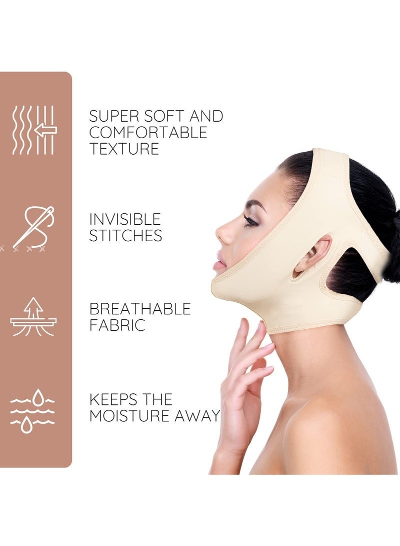Bukela Neck Chin Compression Garment Strap Bandage, Face Slimmer, Double Chin Wrap (Beige) - Image 2