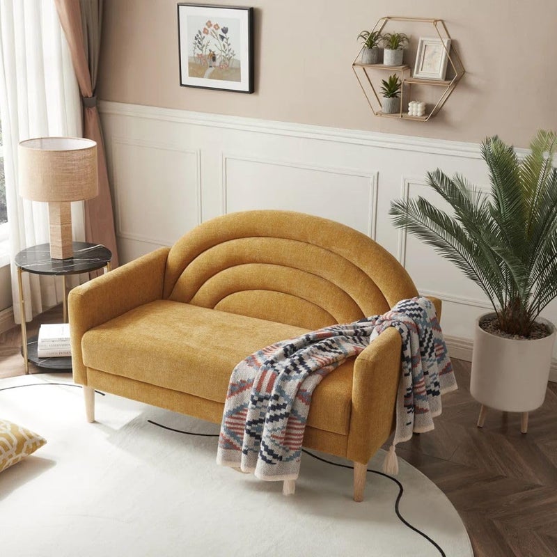 Comfynest Modern Curved Loveseat - Yellow - Image 1