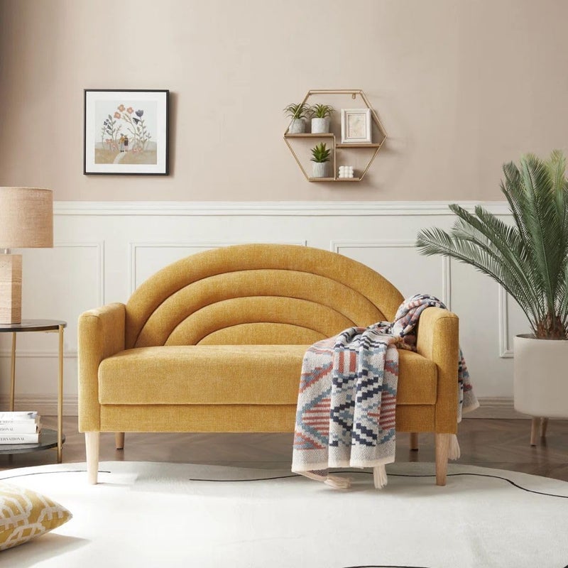 Comfynest Modern Curved Loveseat - Yellow - Image 2