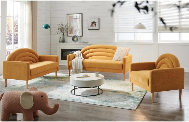 Comfynest Modern Curved Loveseat - Yellow - Image 5