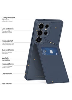 DUX DUCIS DUX DUCIS Rafi II Series Case for Samsung Galaxy S25 Ultra Case Wallet with Kickstand and Credit Card Holder Compatible with MagSafe Leather Heavy Duty Protective Case Cover (Blue)  - Image 3