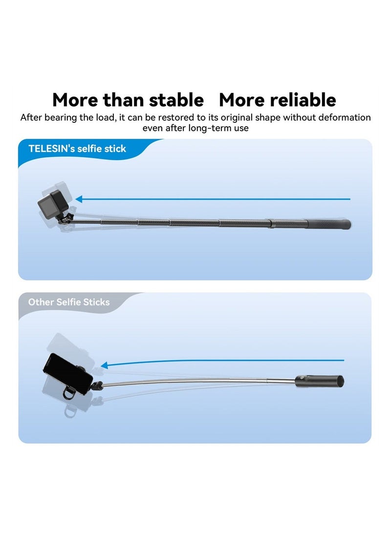 Invisible Selfie Stick for GoPro Insta360 (120cm/47.2 inch), Lightweight Carbon Fiber Extension Pole for Go Pro Max Hero 11 10 9 8 7 6 5 One X2 X3 DJI Action 2 3 AKASO 360 Camera - Image 4