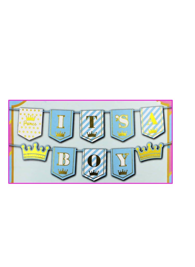 PARTY FUN Its Boy Banner 17x21Cm.Blue Clr - Image 1