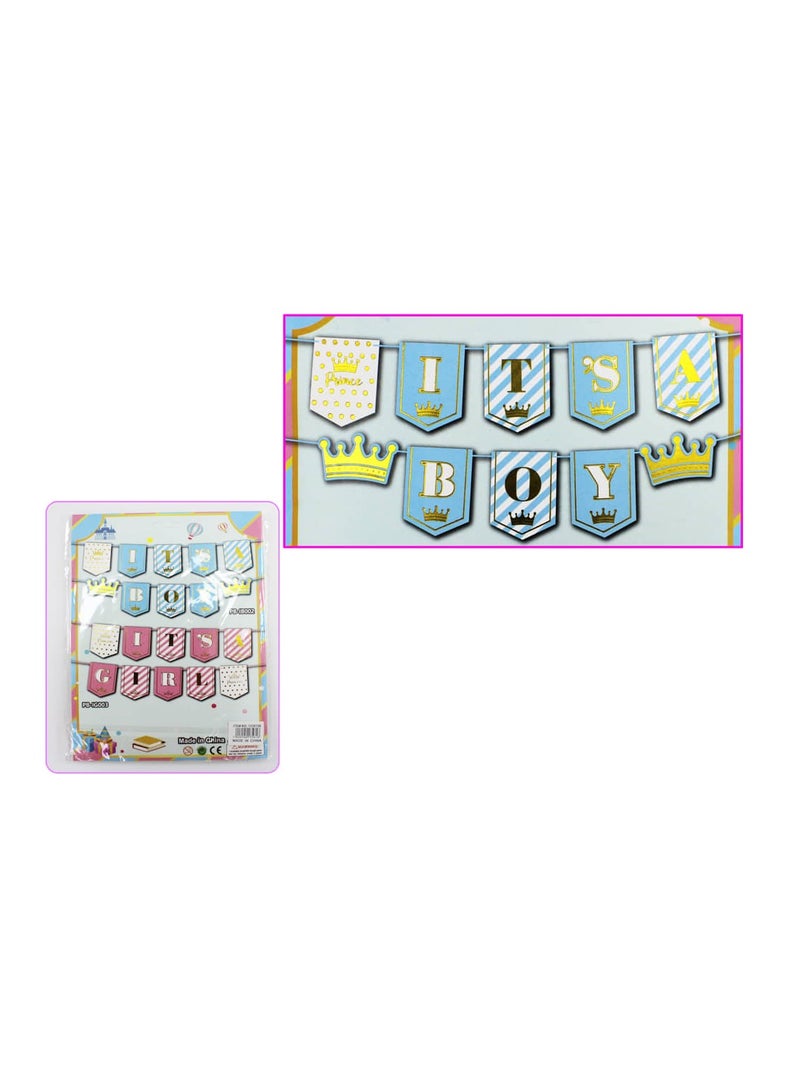 PARTY FUN Its Boy Banner 17x21Cm.Blue Clr - Image 2