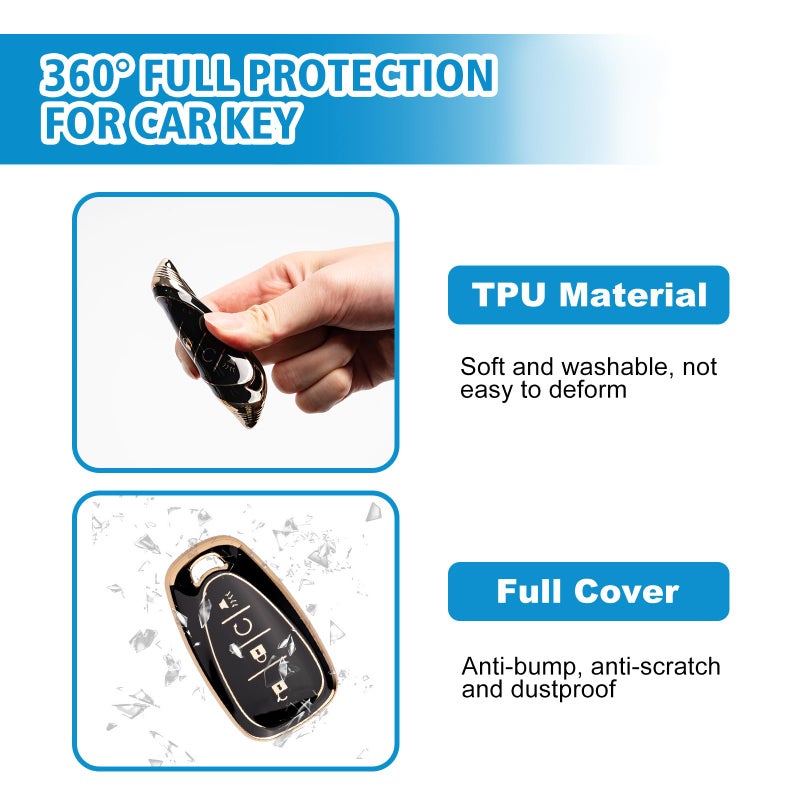 Rislobx Key Fob Cover Fit for Chevy Key, Car Key Case Protector for Volt Bolt Spark Equinox Traverse Trax (4 Buttons Black) - Image 5
