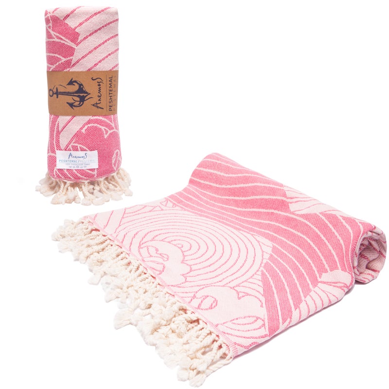 ANEMOSS Fish Patterned Turkish Peshtemal, 100% Cotton, Free of Microfiber, Synthetic and Polyester, Soft, Quick Dry, Versatile Beach, Pool and Bath Peshtemal, for Kids and Adults, 39x70 in, 100x180 cm - Image 2