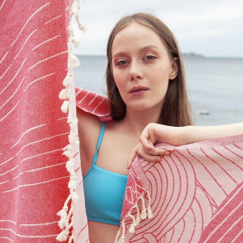 ANEMOSS Fish Patterned Turkish Peshtemal, 100% Cotton, Free of Microfiber, Synthetic and Polyester, Soft, Quick Dry, Versatile Beach, Pool and Bath Peshtemal, for Kids and Adults, 39x70 in, 100x180 cm - Image 5