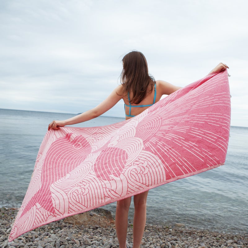 ANEMOSS Fish Patterned Turkish Peshtemal, 100% Cotton, Free of Microfiber, Synthetic and Polyester, Soft, Quick Dry, Versatile Beach, Pool and Bath Peshtemal, for Kids and Adults, 39x70 in, 100x180 cm - Image 4