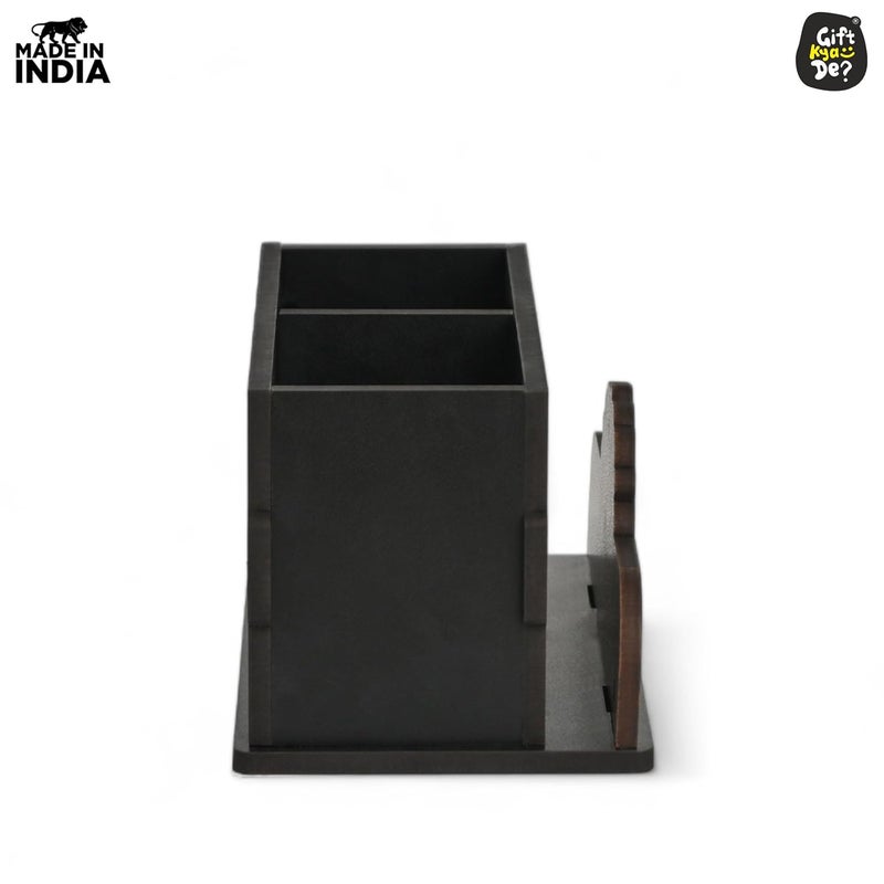 Gift Kya De GKD Wooden Cutlery Stand with Tissue Holder for Kitchen Dining Table 2 Compartments Spoon Knife Fork Holder Cutlery Organizer Black - Image 4