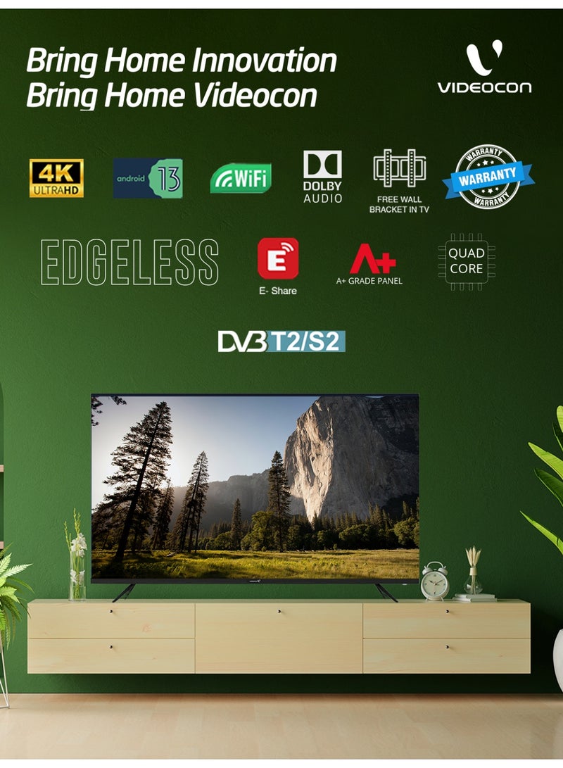 فيديوكون Videocon تلفزيون ذكي 55 بوصة 4K UHD | أندرويد 15 OS | بلوتوث | DVB-T2/S2 مستقبل رقمي | دقة فائقة الوضوح | حامل تثبيت جداري مجاني | ضمان 1 سنة -E55EL1100 - Image 2