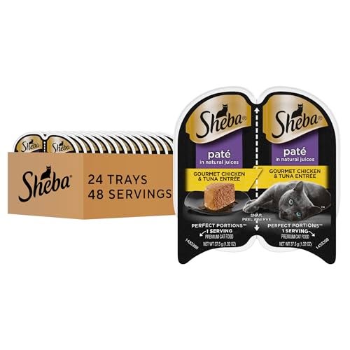 Sheba Perfect Portions Wet Cat Food Pate Gourmet Chicken and Tuna Entree, 2.6 oz. Twin-Pack Trays (24 Count, 48 Servings) - Image 1