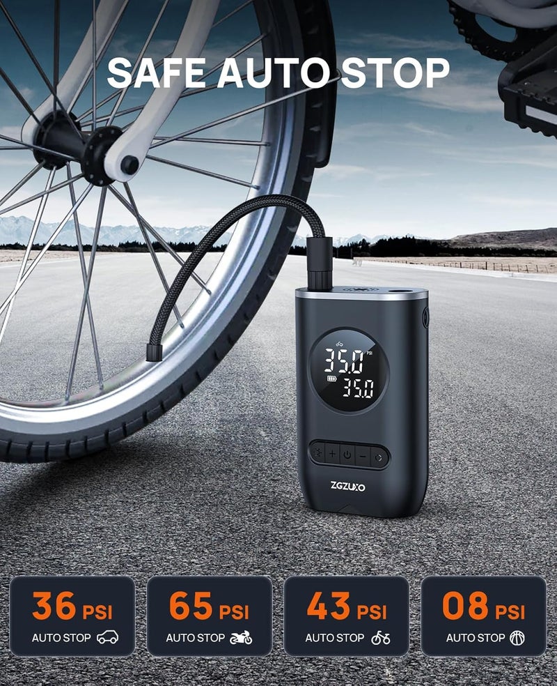 ZGZUXO مضخة هواء محمولة لإطارات السيارات مع ضوء LED - Image 4
