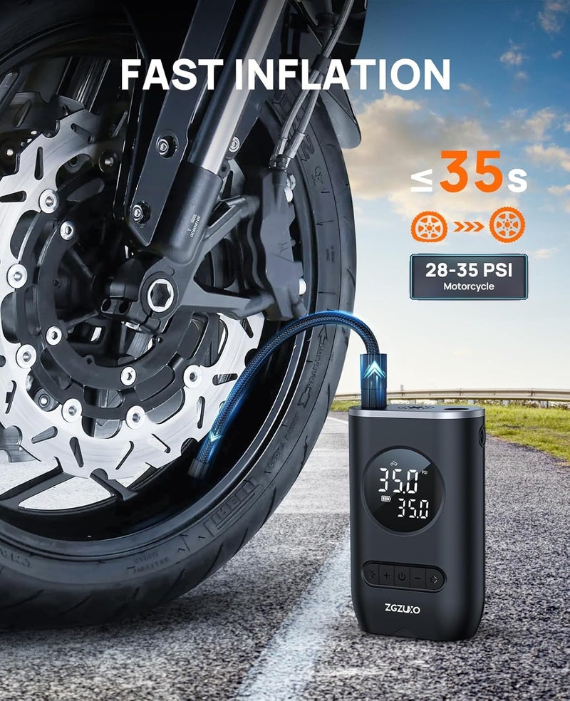 ZGZUXO مضخة هواء محمولة لإطارات السيارات مع ضوء LED - Image 2