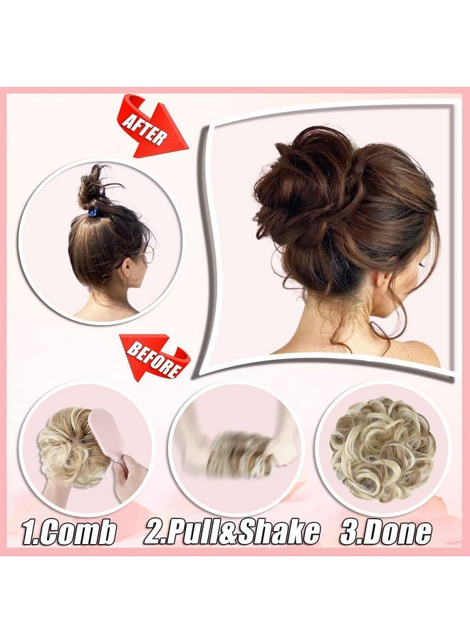 كونلينتا فوضوي كعكة شعر قطعة كعكة الشعر سميكة أوبدو Scrunchies وصلات شعر ذيل حصان خصلات شعر للنساء الفتيات بني داكن مزيج ضوء أوبورن  - Image 4