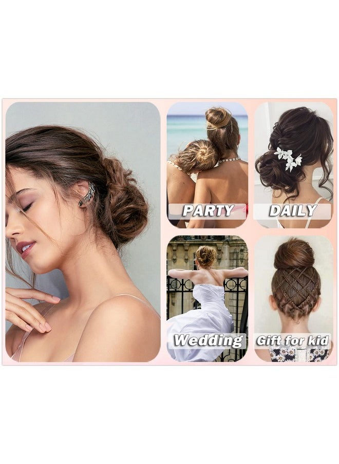كونلينتا فوضوي كعكة شعر قطعة كعكة الشعر سميكة أوبدو Scrunchies وصلات شعر ذيل حصان خصلات شعر للنساء الفتيات بني داكن مزيج ضوء أوبورن  - Image 5