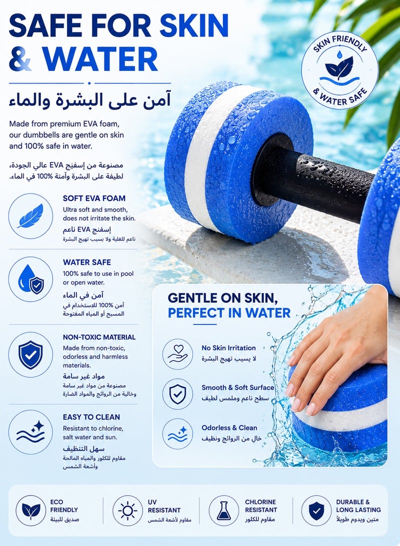 QUTOOB Water Dumbbells 2 PCS | Aqua Fitness Float Dumbbells for Water Aerobics, Pool Exercise, Swimming & Floating - Image 5