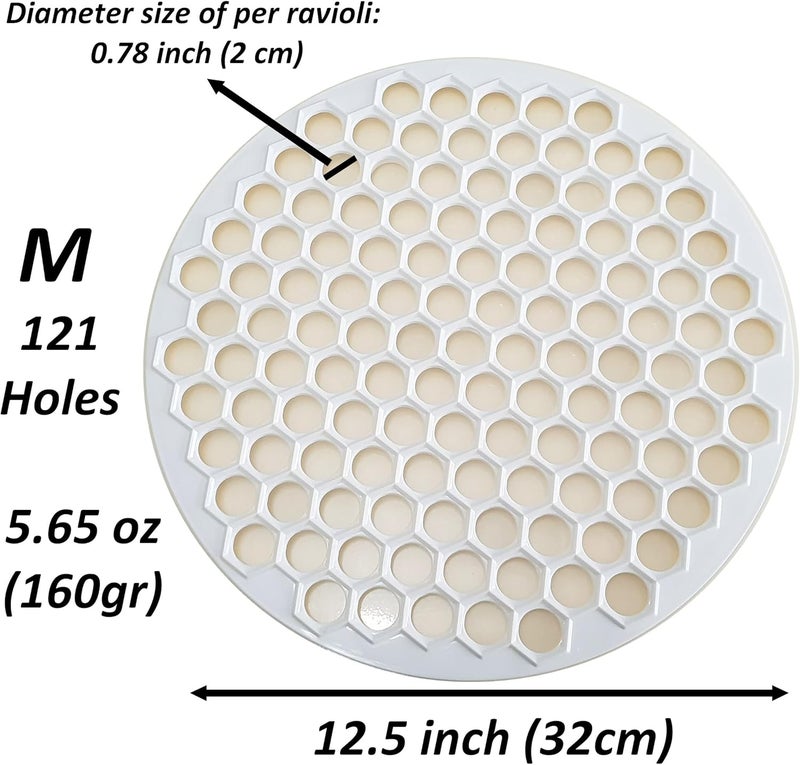 trmaker Pratic Circle (Small Holes) Ravioli Mold for Small Ravioli (121 small dough rounds) - 12.5"/32cm Dough Cutting Apparatus 121 Holes - Ravioli Cutter for Turkish Ravioli or Manti - White - Image 3