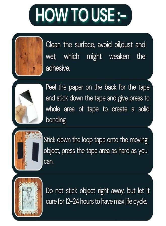 INSTITCH Self-Adhesive Hook and Loop Tape, Hook & Loop Tapes Roll, Self Sticky Back Strong Gripping Perfect for DIY | Home, Office, School, and Crafting |, Crafting & Wall Hanging (25mm) (Black, 10 Meter) - Image 5